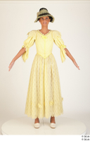  Photos Woman in Historical Civilian dress 1 19th century Historical Clothing a poses whole body yellow dress 0001.jpg